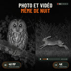 Vision nocturne, photo 40 MP et vidéo 4K même de nuit : chouette photographiée et lièvre filmé en infrarouge