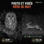 Vision nocturne, photo 48 MP et vidéo Full HD même de nuit : chouette photographiée et lièvre filmé en infrarouge