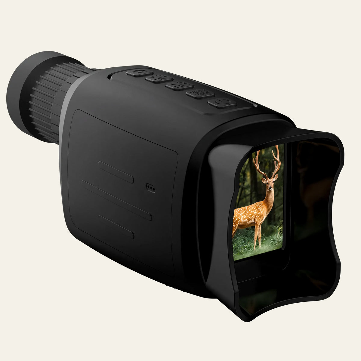 Monoculaire vision nocturne infrarouge, vue arrière, cerf à l'écran